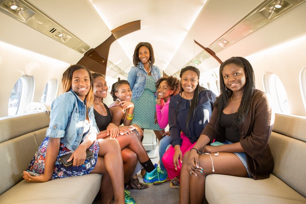 Black ladies on a jet