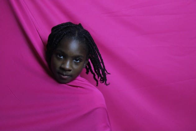 Black Girl Pink Background